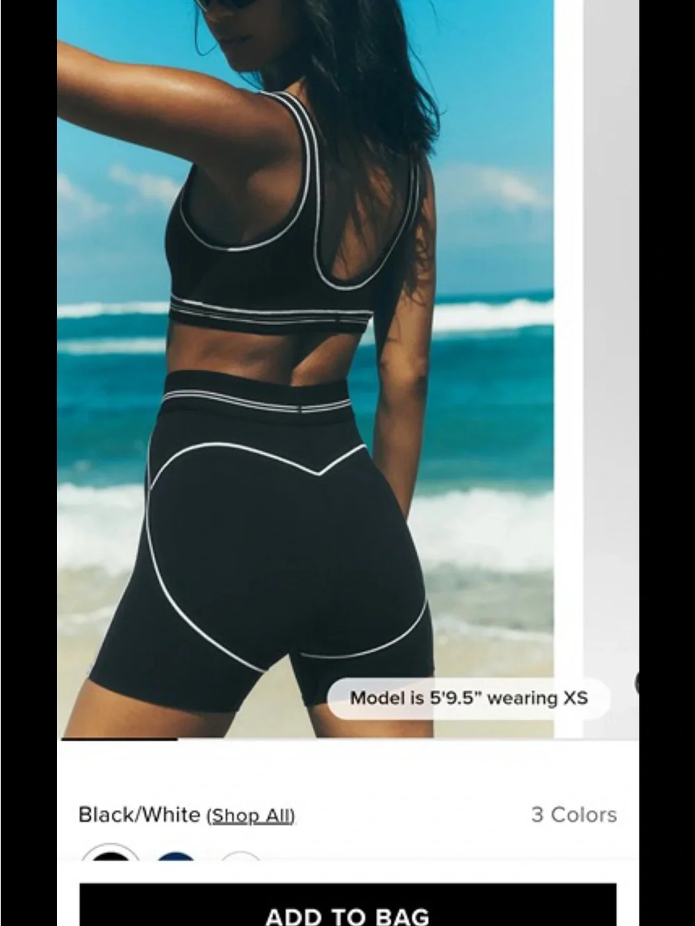ALO Yoga Black Bike Shorts with White Heart Stitching